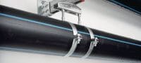 Collare per uso extra intensivo MP-MX-F Collare standard per tubi zincato a caldo (HDG), non isolato, per carichi molto pesanti (sistema metrico) Applicazioni 1